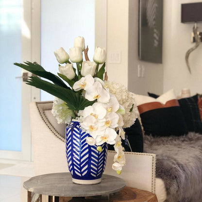 Striped Inca Vase with Mixed Flower Bouquet